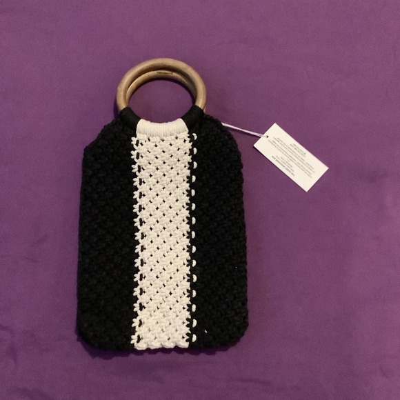 Curateur Laude The Label GABBY Black and White Mini Macramé Bag NWT - Picture 3 of 9